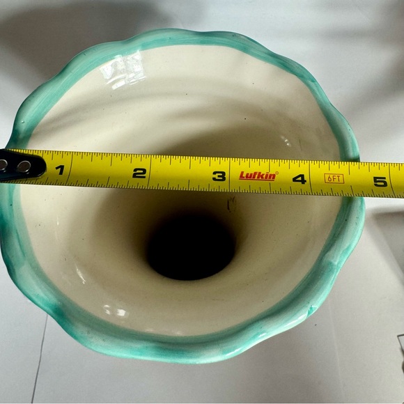 Vintage tall floral painted vase. Approx 11.5”H and 3.5” diameter across bottom. - Picture 12 of 13